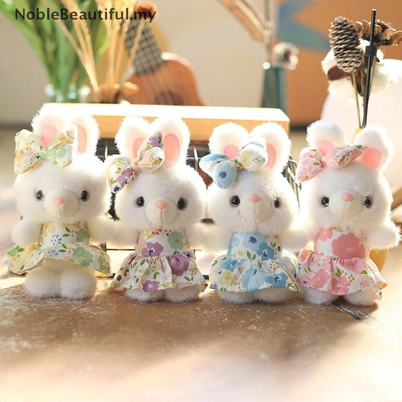 [NobleBeautiful] Bonito Flor Saia Coelho Pingente Brinquedo De Pelúcia Chaveiro Simulação Boneca Macia Anime Fofo [MY]