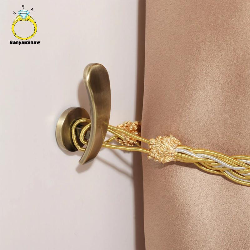 [BANY] 2 Peças Retrô Prático Montado Ganchos De Metal Cortina Tieback Cabide De Parede Suporte Acessórios De Decoração D