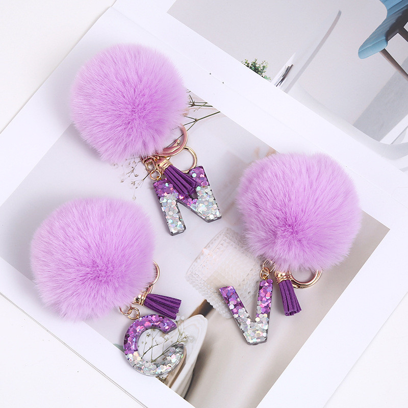 Detalhes do Moda Roxo Carta Chaveiro-Coração Lantejoulas Borboleta Borla Cristal Epóxi Pingente Para Casais Presente