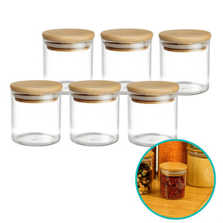 Kit De 12 Potes Hermético Mantimento De Vidro Com Tampa Bambu E Inox 230ml em Oferta na Shopee