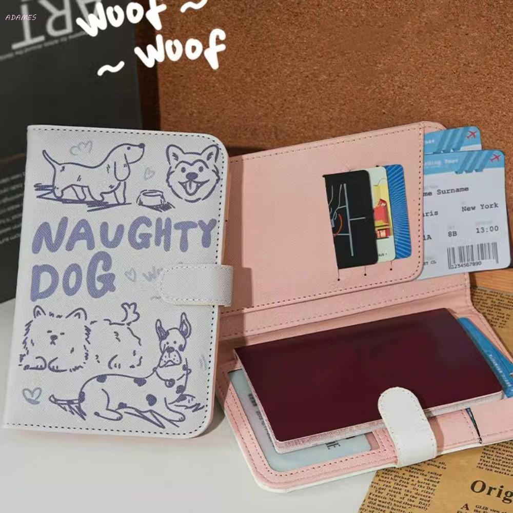 Bolsa Para Passaporte De Couro Gato ADAMES , Capa Multifuncional Cachorro Check-in De Avião Com Compartimentos Cartão