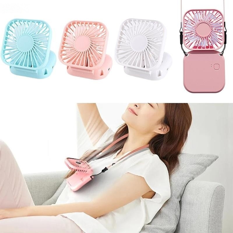 Mini Ventilador Portátil Pendurado No Pescoço Mesa Mudo Dobrável Recarregável USB ventilador de mesa
