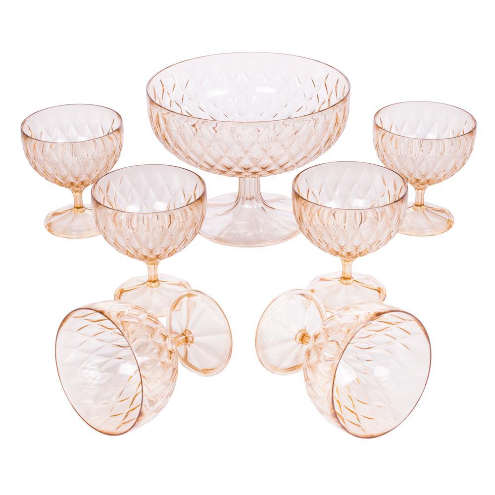 Kit Natal Sobremesa 1 Taça G 6 Taças P Glamour Plasútil em Oferta na Shopee