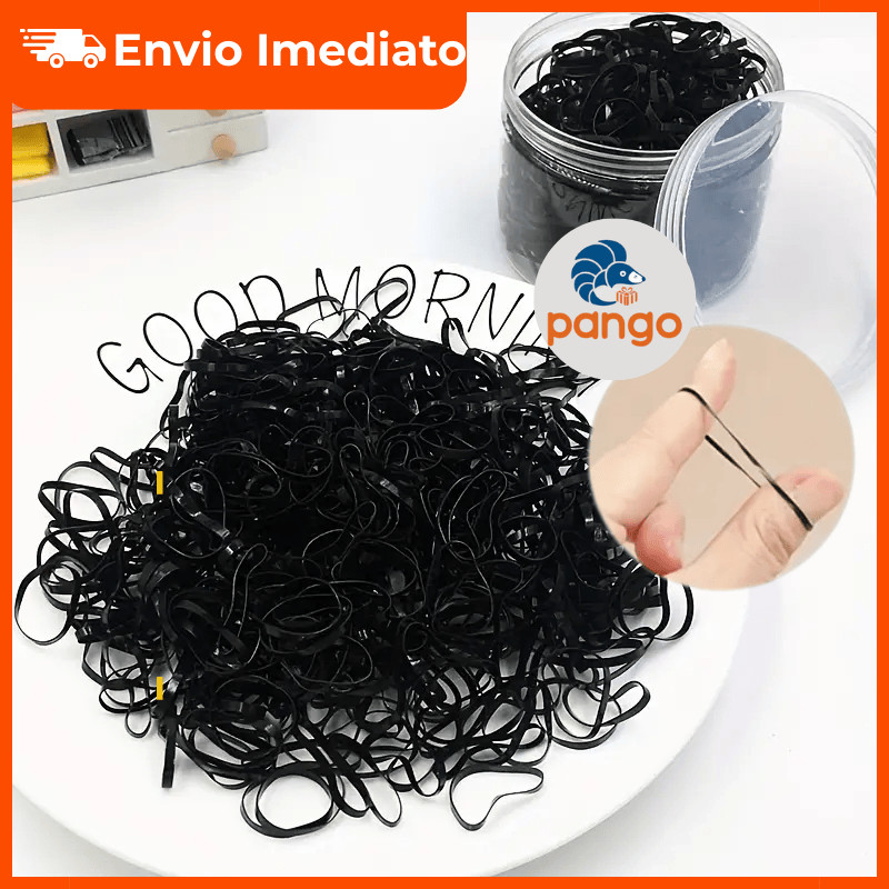 Kit 1000/500 Elásticos de Silicone Preto Premium para Cabelo Tranças Penteados Pet em Oferta na Shopee
