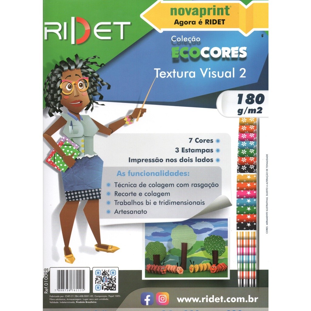 Bloco Ecocores Textura Visual 2 23x32 180g 36 Fls Ridet em Oferta na Shopee
