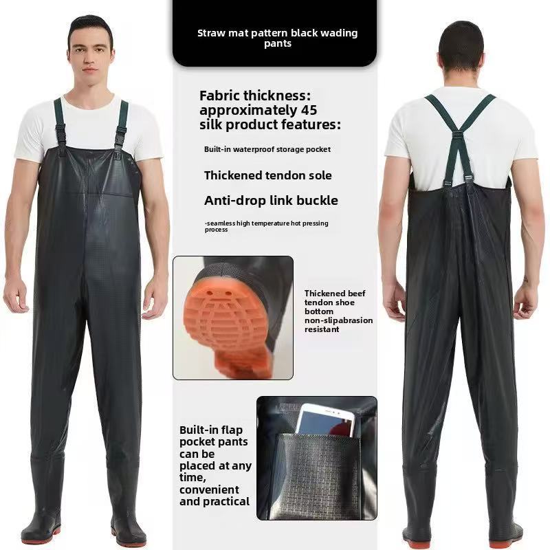 Macacão Pescador Impermeável 1,25m x 58cm Bota Embutida -PVC Resistente - Pesca e Limpeza -SMILE