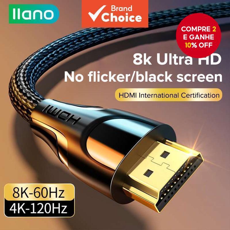 llano hdmi 8K 2.1 Cabo Trançado 3D Para 60hz/144hz De Transmissão De Ultra Alta Velocidade HDR 3D De 48 Gbps HDTV PS5/PS