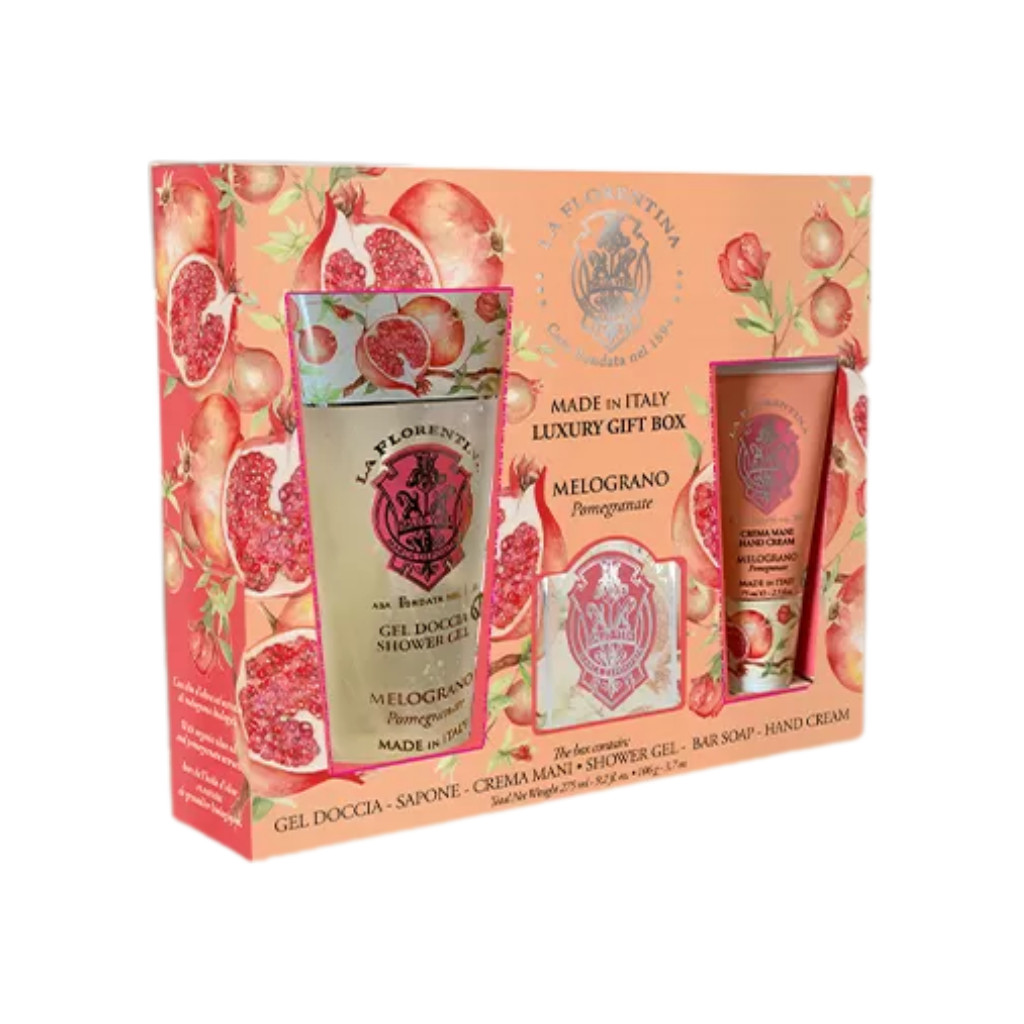 Kit La Florentina Big Ritual Pomegranate: Creme P/Maos 75ml, Sabonete Barra 106g e Gel Banho 200ml