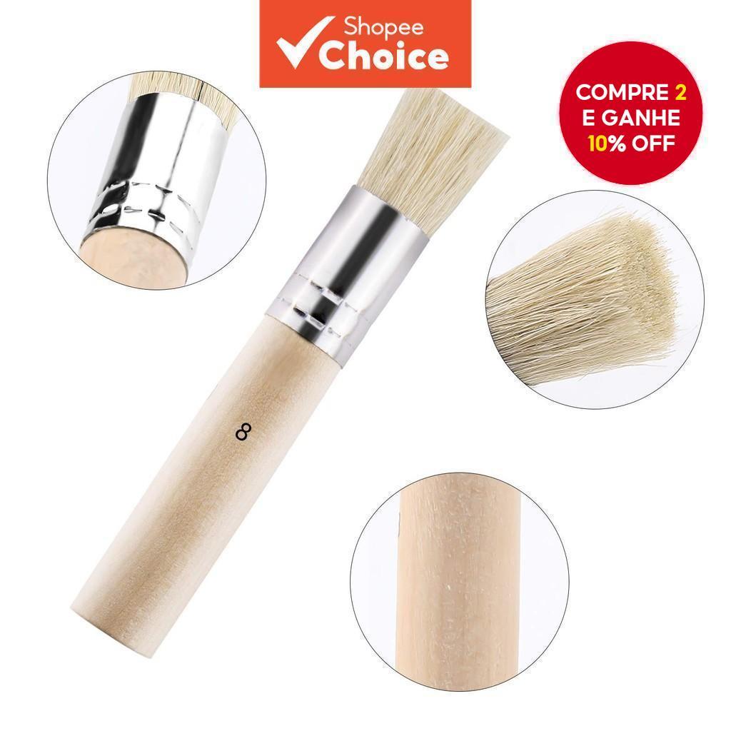  Novo Conjunto de 6 Pincéis para Pintura com Estêncil – Cerdas de Cabelo em Madeira – Ideal para Artesanato DIY, Pintura