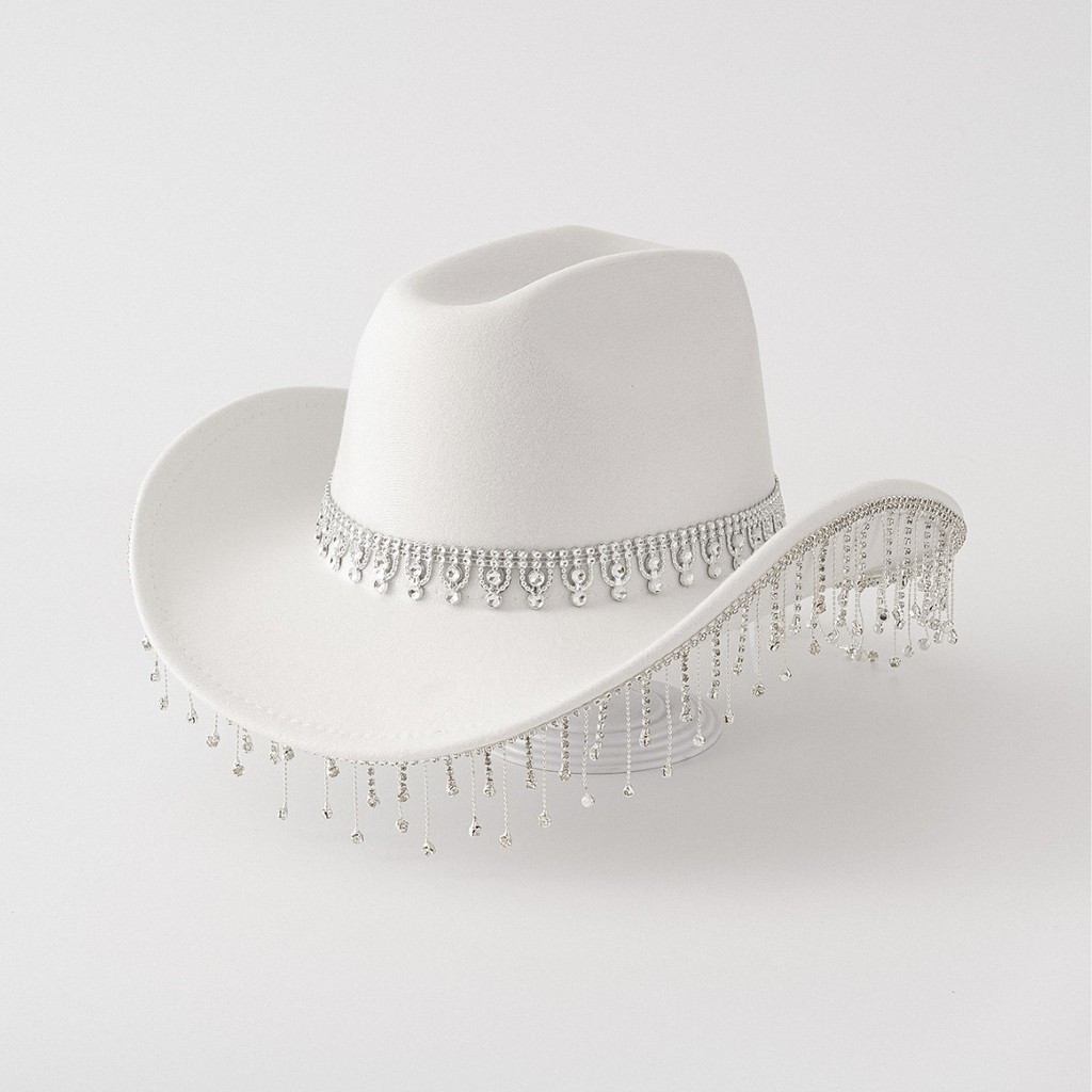 Chapéu de Cowboy ocidental de alta qualidade Chapéu de cavaleiro Estilo Country Chapéu de festa retrô Gota de água Gem C