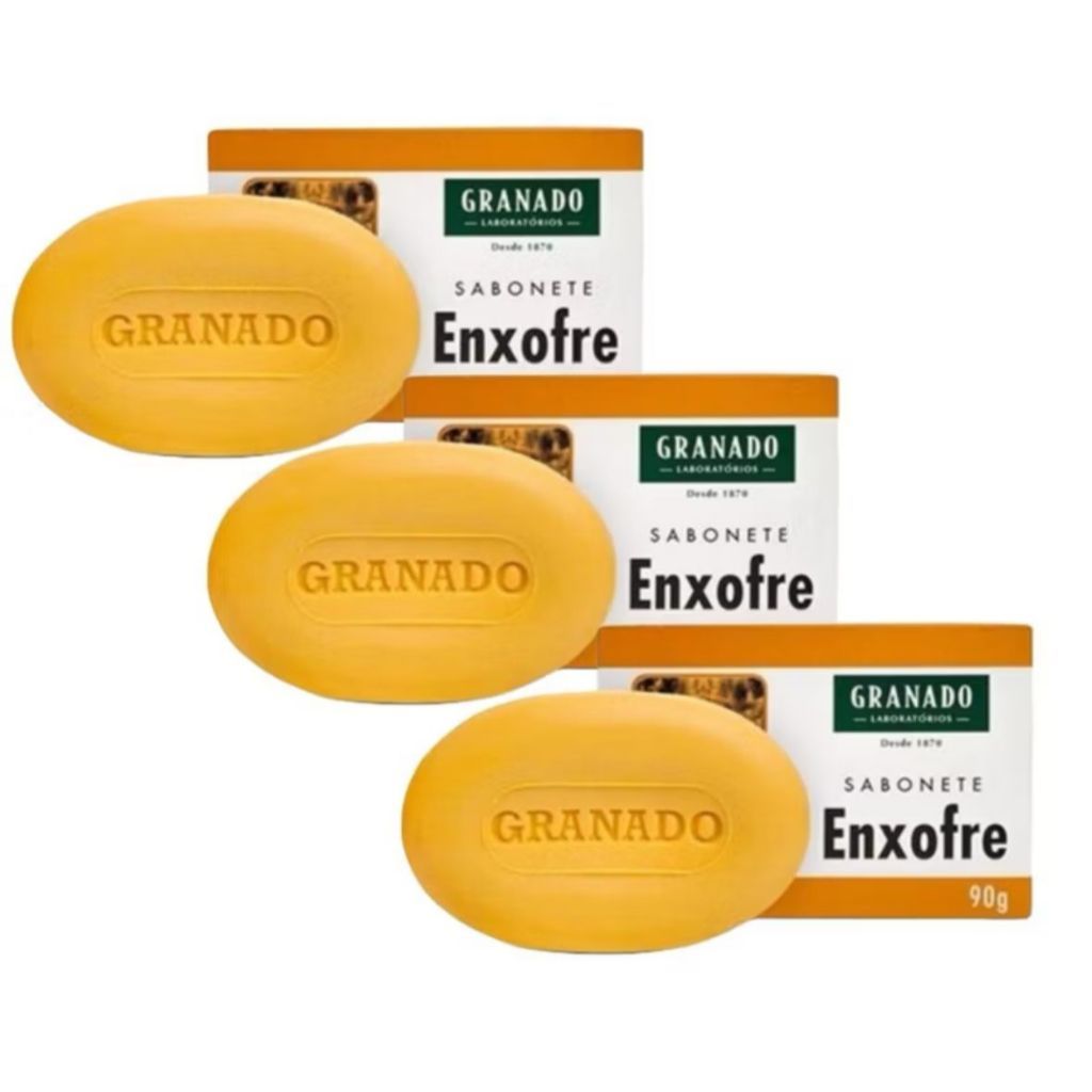 Kit 3 Sabonete Enxofre 90gr Para Pele e Cabelos Oleosos