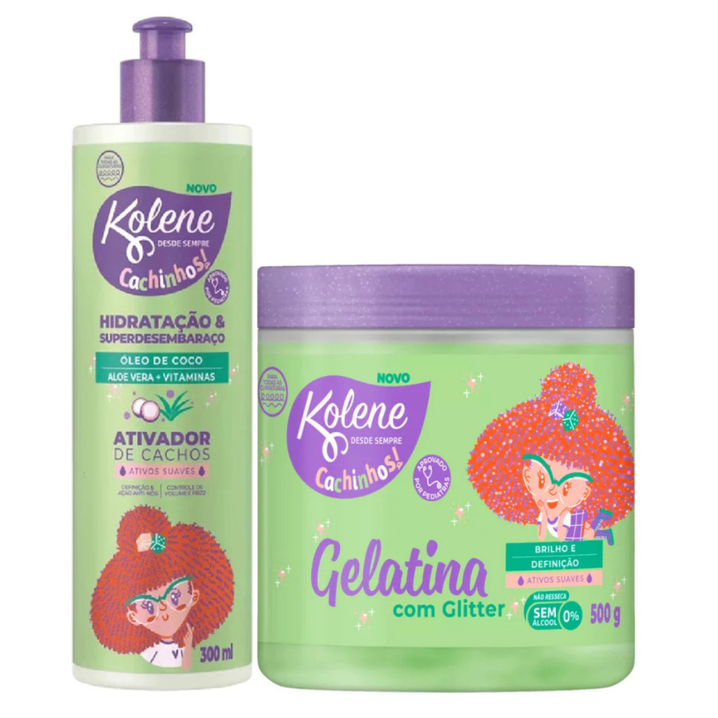 Kit Kolene Cachinhos Ativador de Cachos + Gelatina com Glitter