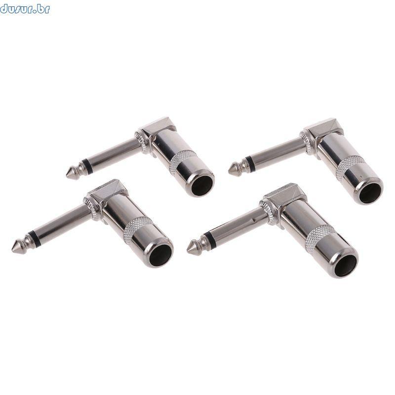dusur9 4 Peças Ângulo Reto 1 4 Plugue Telefone Mono Conector Áudio Guitarra 6 35 Mm