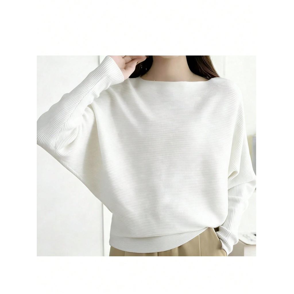 Sueter de la com mangas morcego e decote ombro a ombro inverno modal feminino classsico versatil para o dia a dia