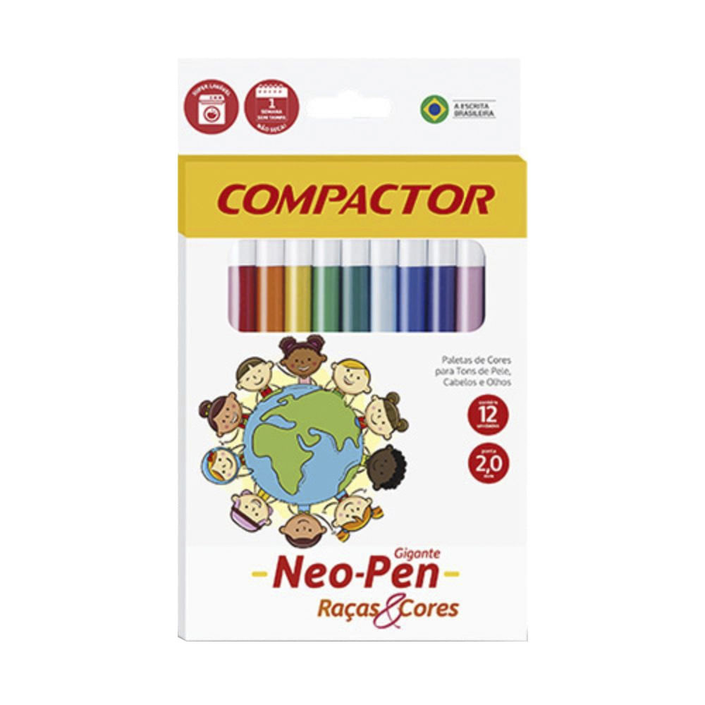 Hidrocor Compactor Neopen Gig Raças & Cores com 12 Cores 2.0mm em Oferta na Shopee