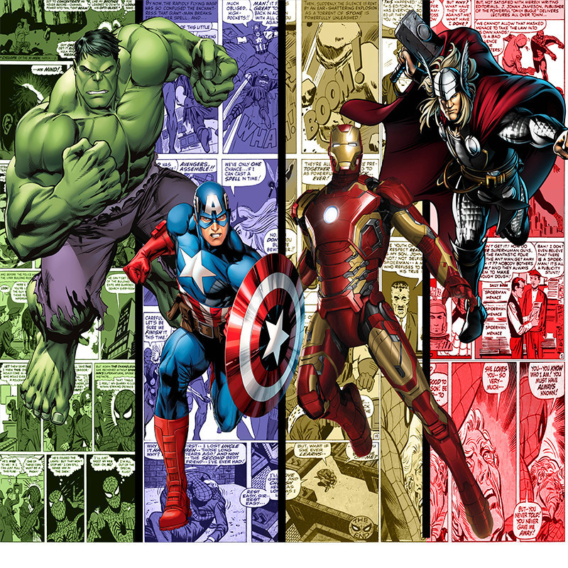 Papel de Parede Capitão América Thor Hulk  M² ADESIVO PAREDE TODA