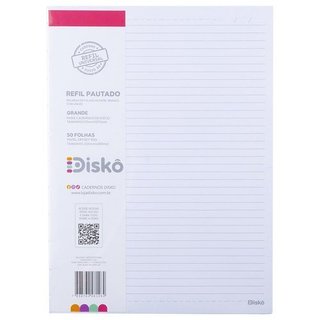 Refil Folhas Pautadas Caderno de Discos Diskô Grande 50 Folhas Caderno Organizador Imteligente Reposicionável