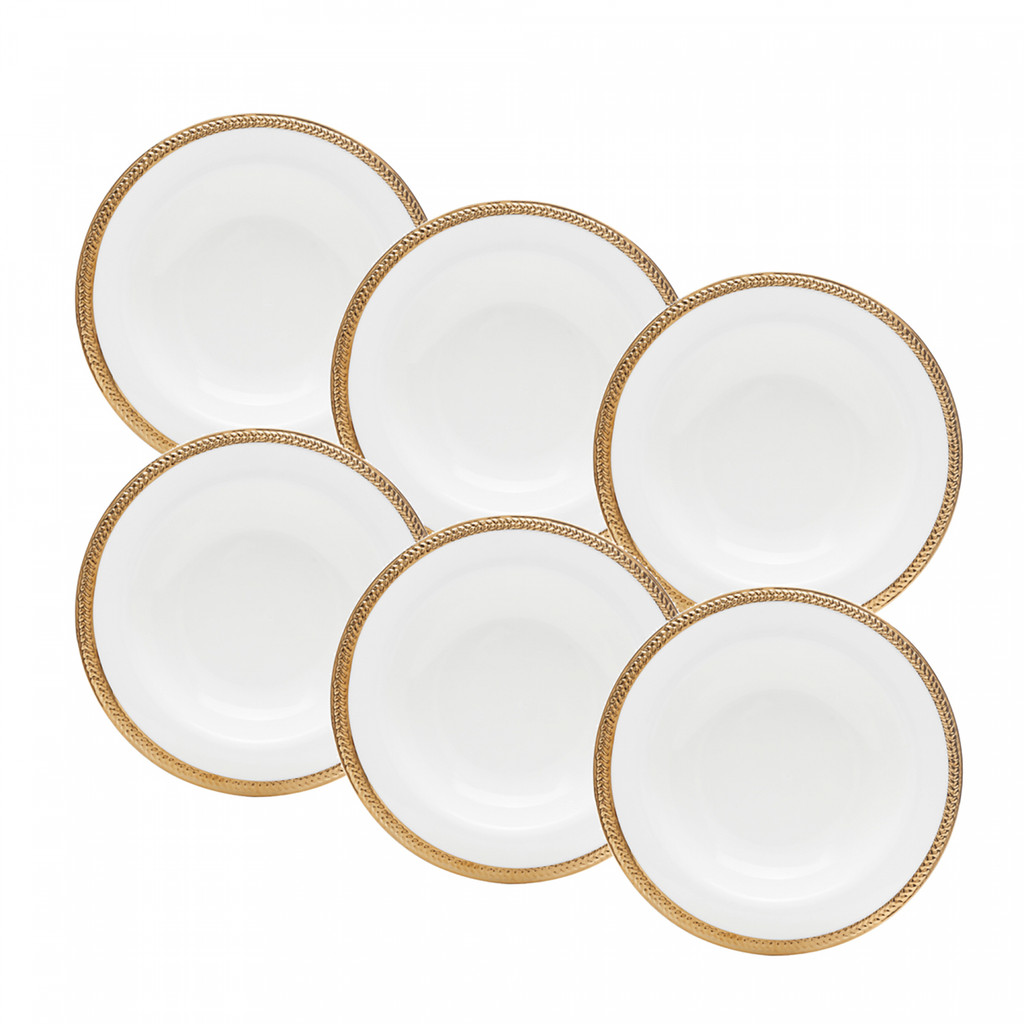Conjunto 6 Pratos Fundos de Porcelana Paddy Branco Wolff 22cm