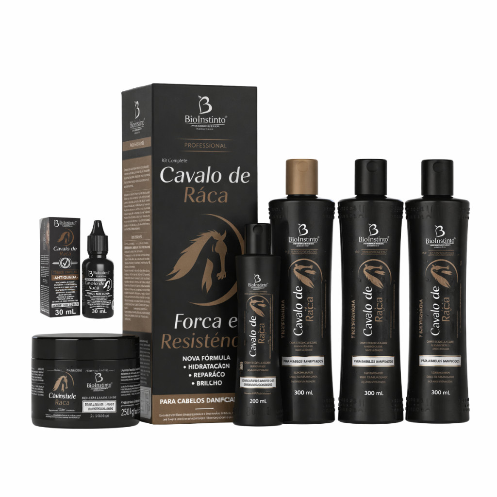 Cavalo de Raça Bio Instinto com 4 itens Kit capilar e Tônico Capilar Força e Resistência Capilar