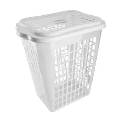 Cesto para Roupas com Tampa Plasvale 46 Litros Translucido - 1289/4600