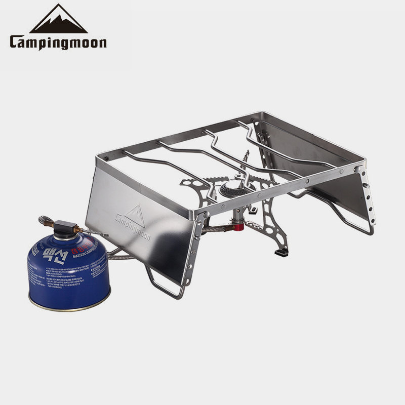 Koman fogão ao ar livre suporte à prova de vento auto-condução acampamento aço inoxidável dobrável churrasco rack piquen