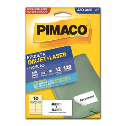 Etiqueta inkjet/laser A5Q3465 com 12 folhas Pimaco