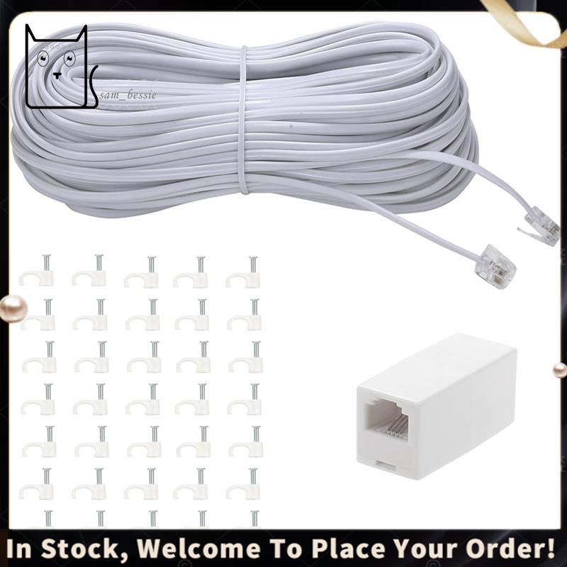 Acopladores De Linha Incluídos Cabo De Extensão De Telefone De 100 Pés De Fio De E 35 Suportes De Clipe