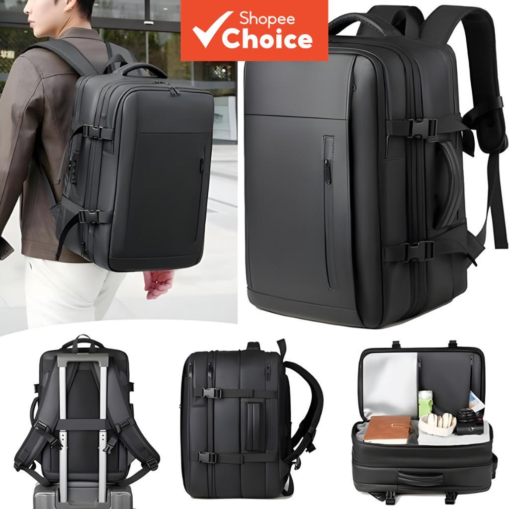 Mochila de viagem expansível (202293) com alças de ombro ajustáveis a vácuo e múltiplos compartimentos