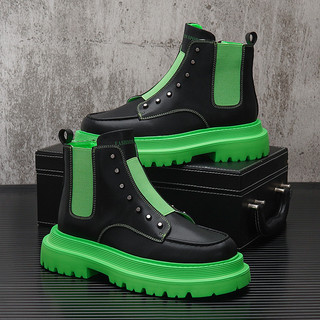 Botas Chelsea Brancas Masculinas 2026 Primavera Tendência Botas Curtas de Sola Grossa Botas Brancas Masculinas Botas Mar