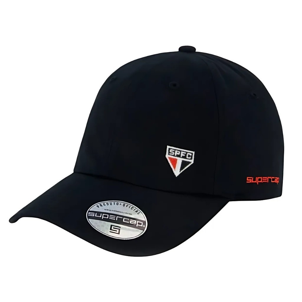 Boné São Paulo Logo Aba Curva Preto Licenciado