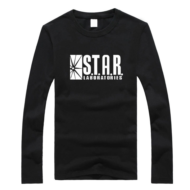 Drama americano FLASH THE FLASH Interestelar Lab STAR LABS Camiseta de manga comprida de algodão puro com gola redonda e