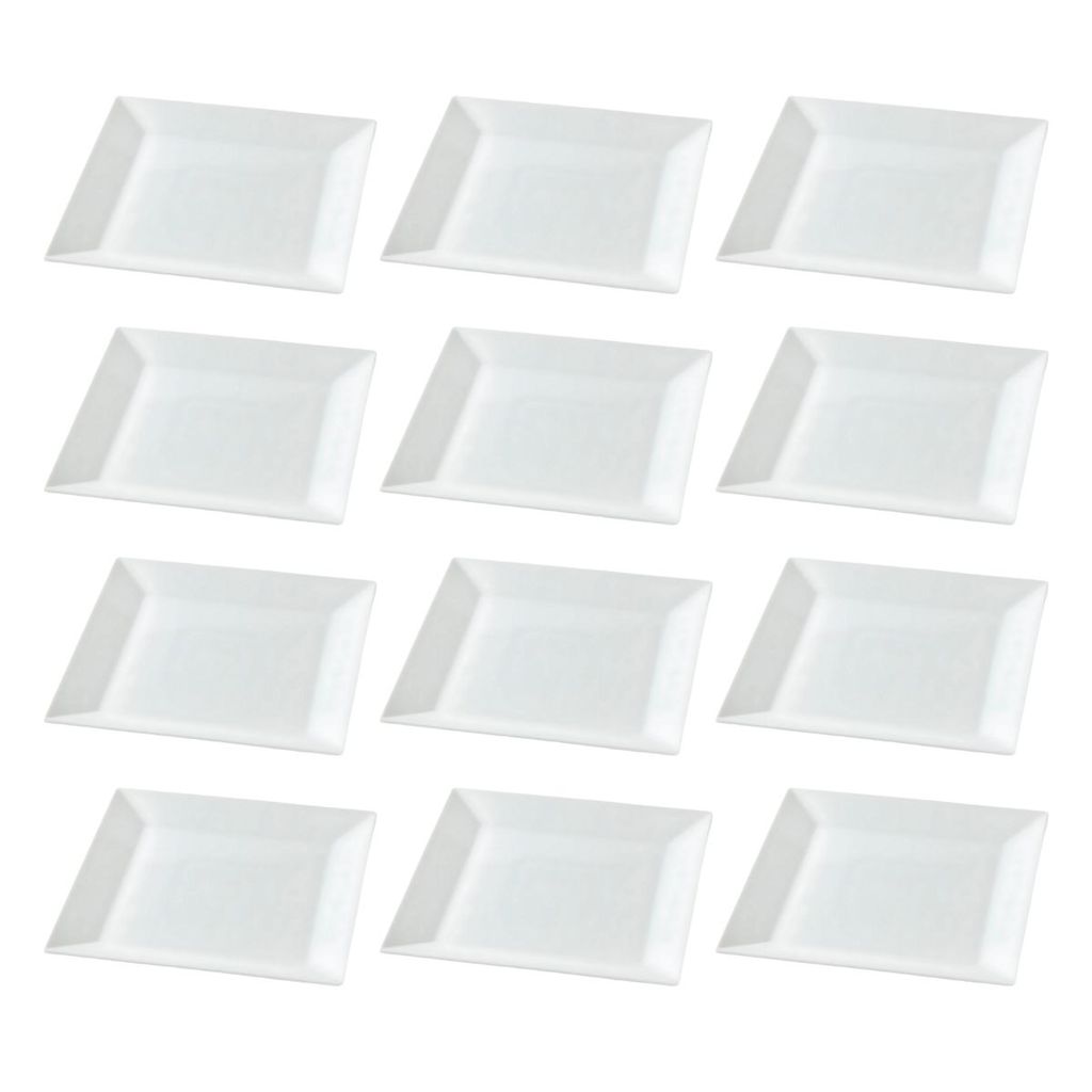 Jogo Prato Quadrado Melamina Branca Profissional 25cm 12 Peças Prato Raso Para Redeições Buffet Yazi