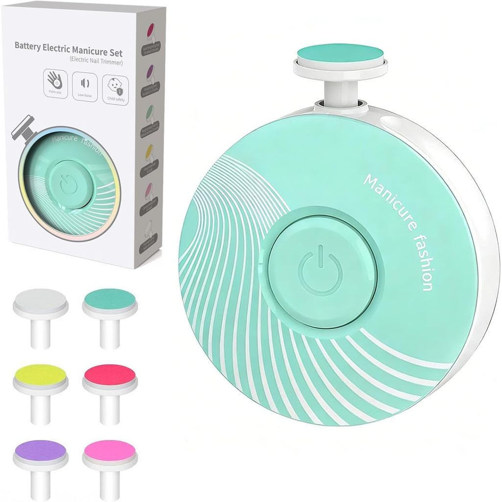 Cortador de Unhas Elétrico para Bebês, Lixa de Unhas para Bebês, Cortador de Unhas para Bebês, 6 Cabeças de Lixamento, K