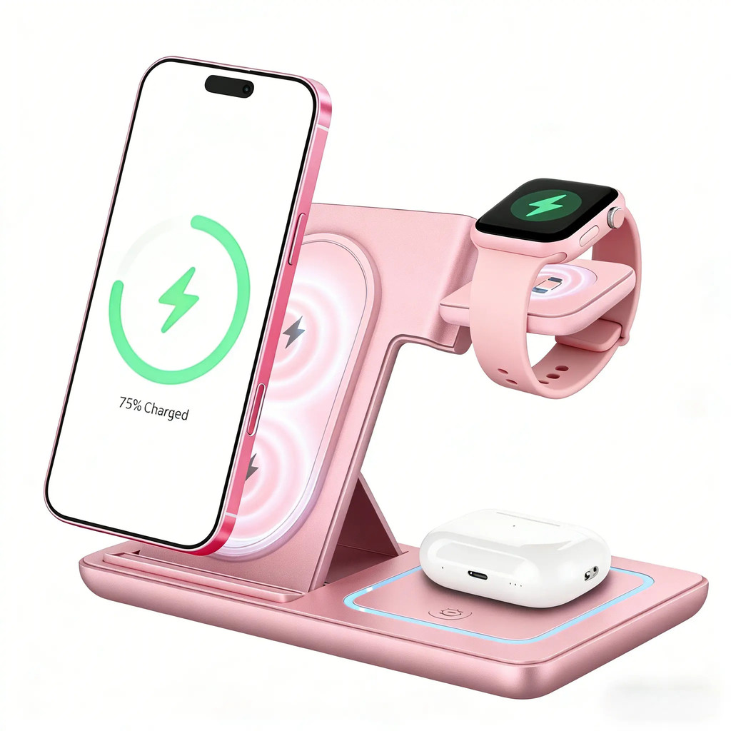 Carregador De Estação De Carregamento Sem Fio Dobrável Para Smartphone iPhone 11