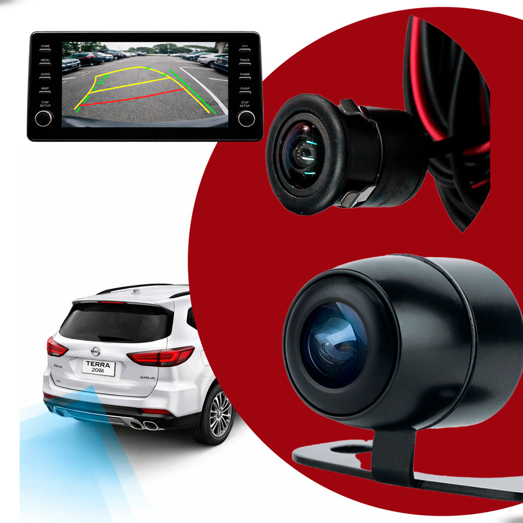 Câmera de Ré KX3 Full HD 1080p com Barras Dinâmicas e Fixas Mini Conector BMW