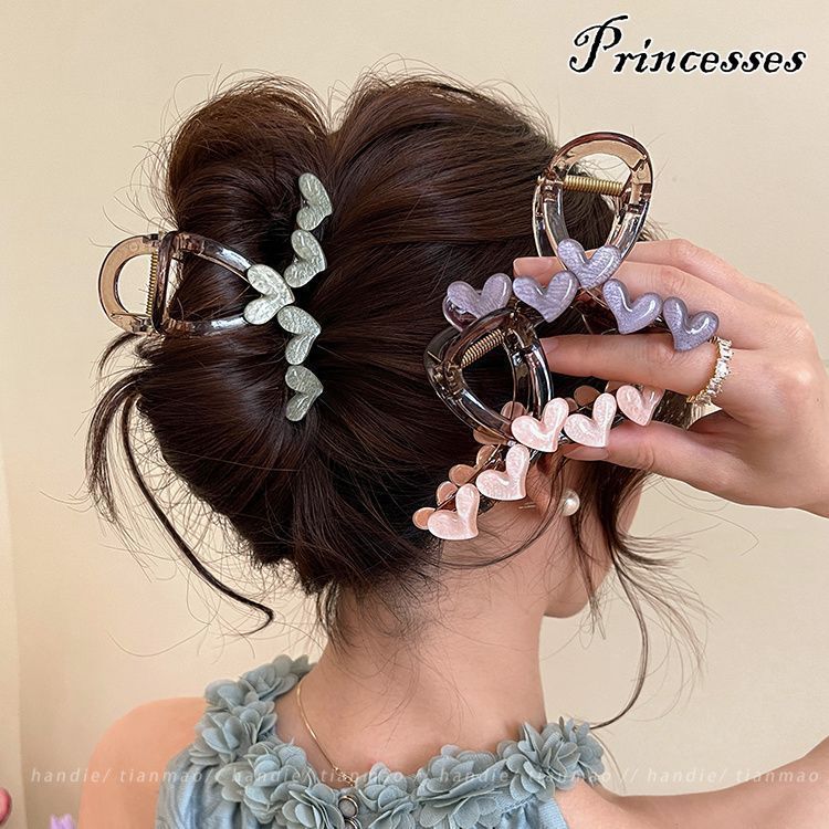 Elegante Coração Grampo De Cabelo Novo High End Tubarão Clipe Simples Alto Valor Garra Parte De Trás Da Cabeça Acessório