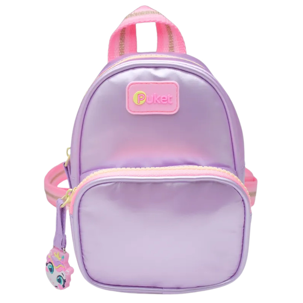 Mini Mochila Unicórnio Diamante Puket Original Infantil Menina Bolsinha Costas Brilho Passeio