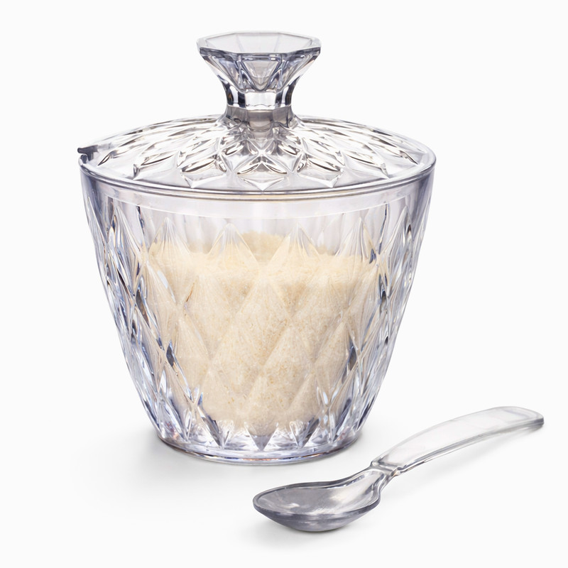 Açucareiro Acrílico Transparente com Colher Tampa Porta Açúcar  Elegante Premium Cozinha Mesa Primax