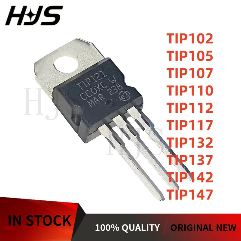10 Pcs TIP102 TIP105 TIP107 TIP112 TIP117 TIP120 TIP121 TIP122 TIP125 TIP127 TIP132 Tip137142 TIP147 TO-220 Marca Em Sto