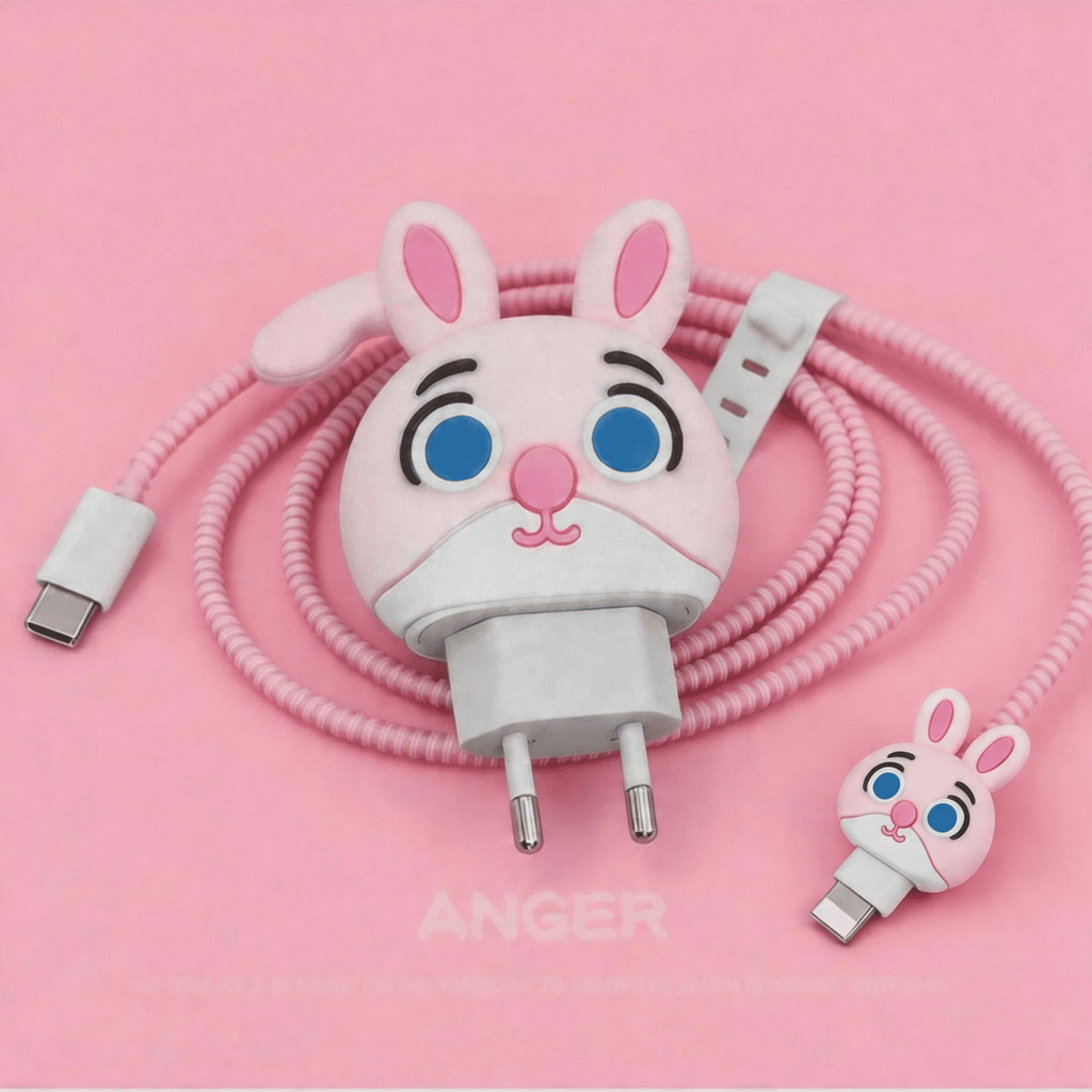 Capinha Para Carregador  Fonte USB-C Com Espiral De Silicone Para Cabo USB