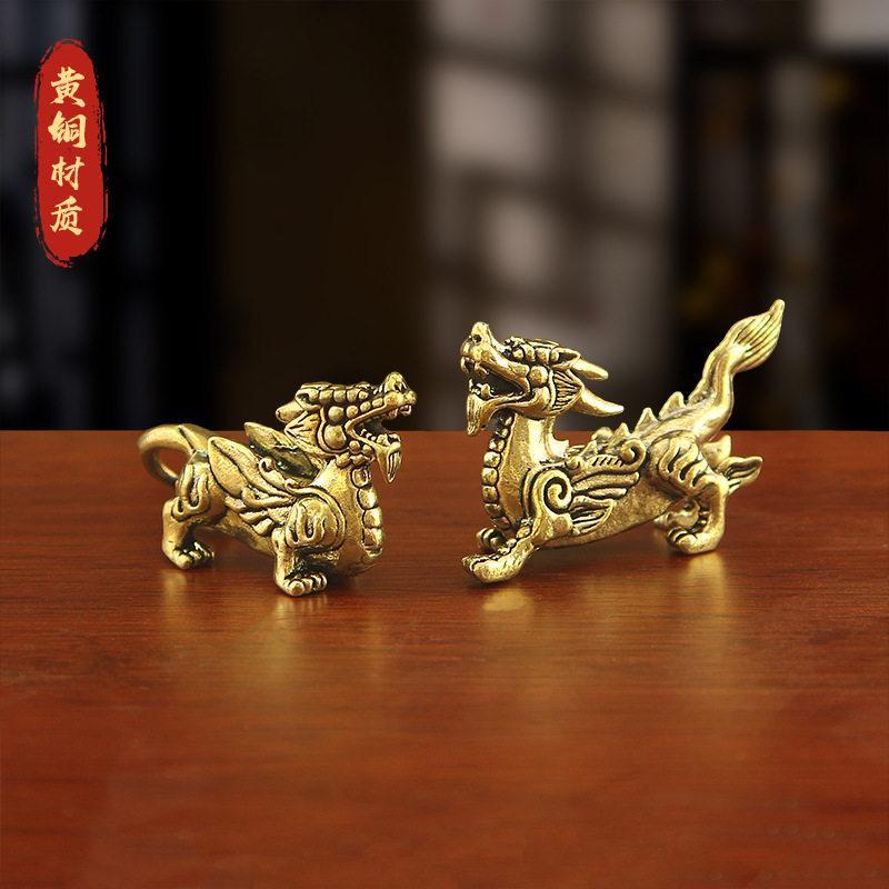 Novo produto pronto estoque ornamentos Pixiu de latão puro masculino feminino par sala de estar sorte fortuna Kirin best
