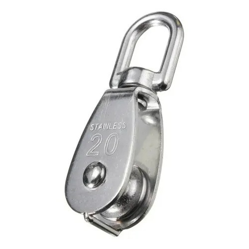 Moitão Aço Inox M20 Alça Giratória E Roldana Cabos Até 8mm