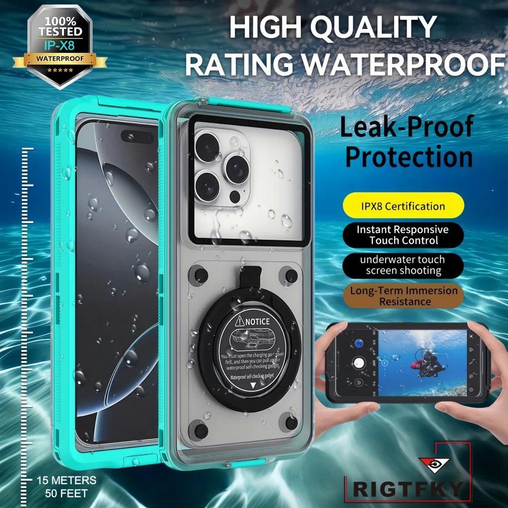 15 Metros/50 Pés Profissional Mergulho À Prova Dwaterproof Água Caso Para Iphone , Samsung , Google , Redmi , 6.9 Polega