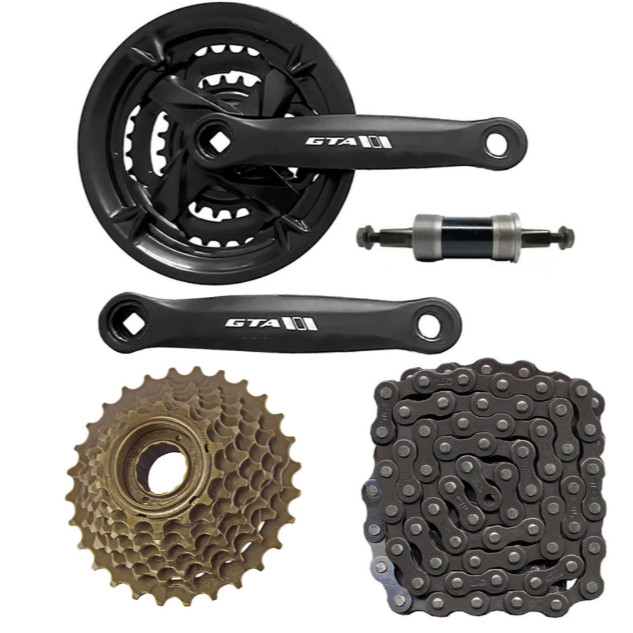 Kit Transmissão Index Bike 21 Marchas Aro 29 C/ Pedivela Reduzido 42d, Roda Livre 7v e Corrente