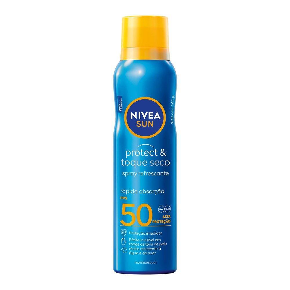 Protetor Solar Spray NIVEA SUN Protect & Toque Seco FPS 50 200ml em Oferta na Shopee
