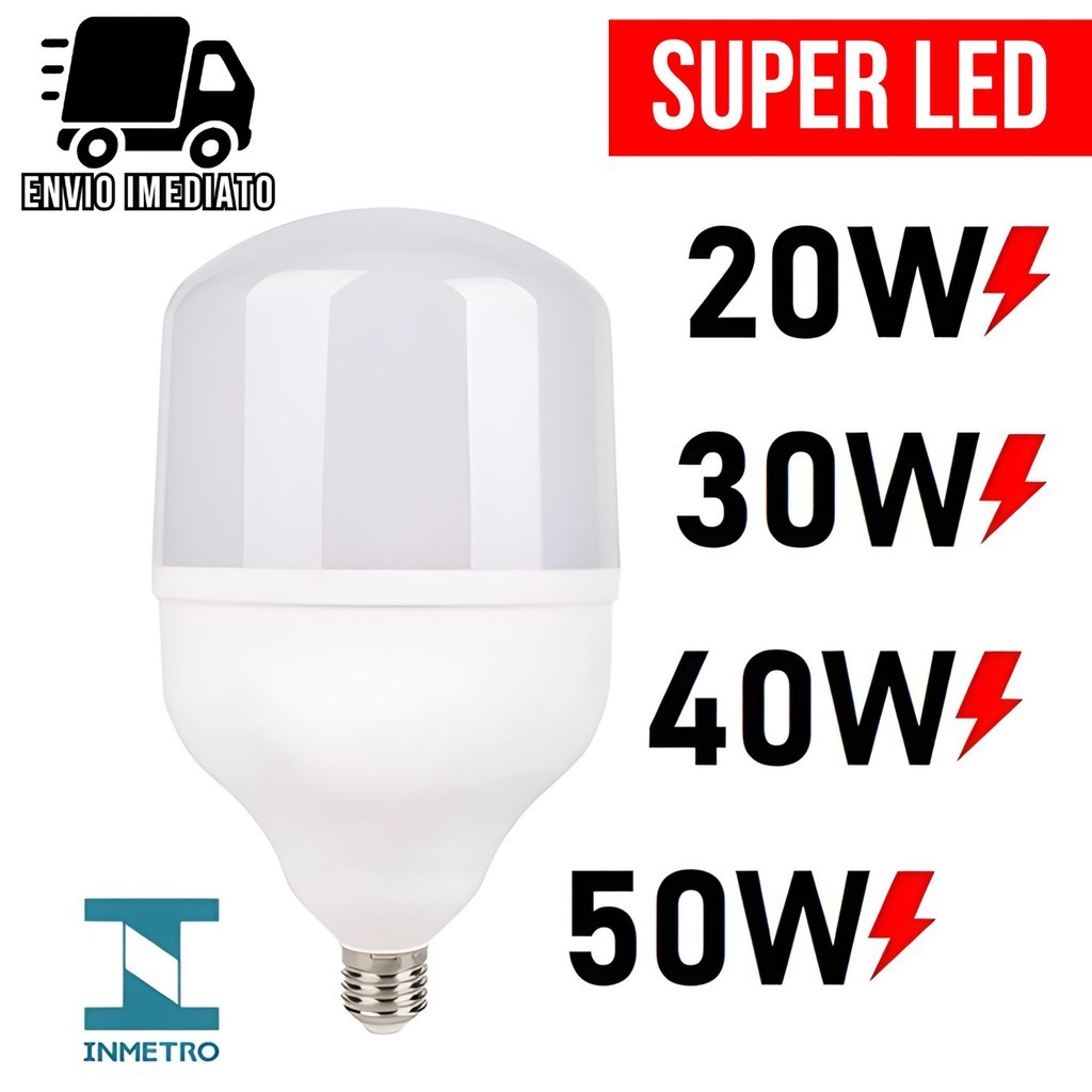 Lampada LED Alta Potência Super Branca E27 Econômica Ultra Brilhante Bivolt Branco Frio 6500K em Oferta na Shopee