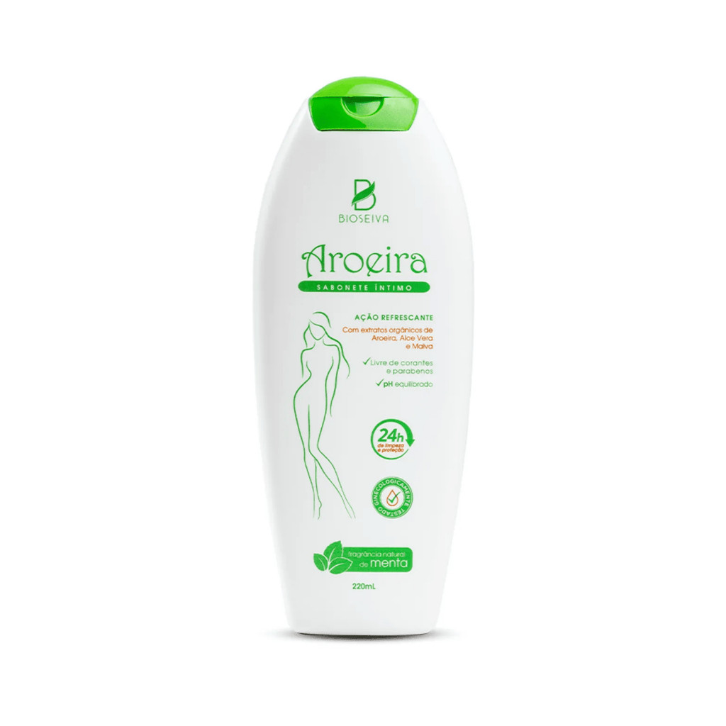 Sabonete Íntimo BioSeiva Aroeira 220mL com Aloe Vera e Menta | pH Equilibrado e Frescor Diário