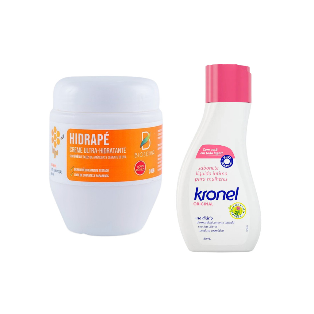 Kit Creme Hidrapé Ultra Hidratante para Pés 240g + Kronel Sabonete Líquido Íntimo 80mL