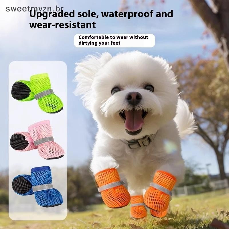 sweetmvzn 4 Peças , Sapatos Para Cães Antiderrapantes , Respiráveis , Resistentes Ao Desgaste , Botas , Adequadas Animai