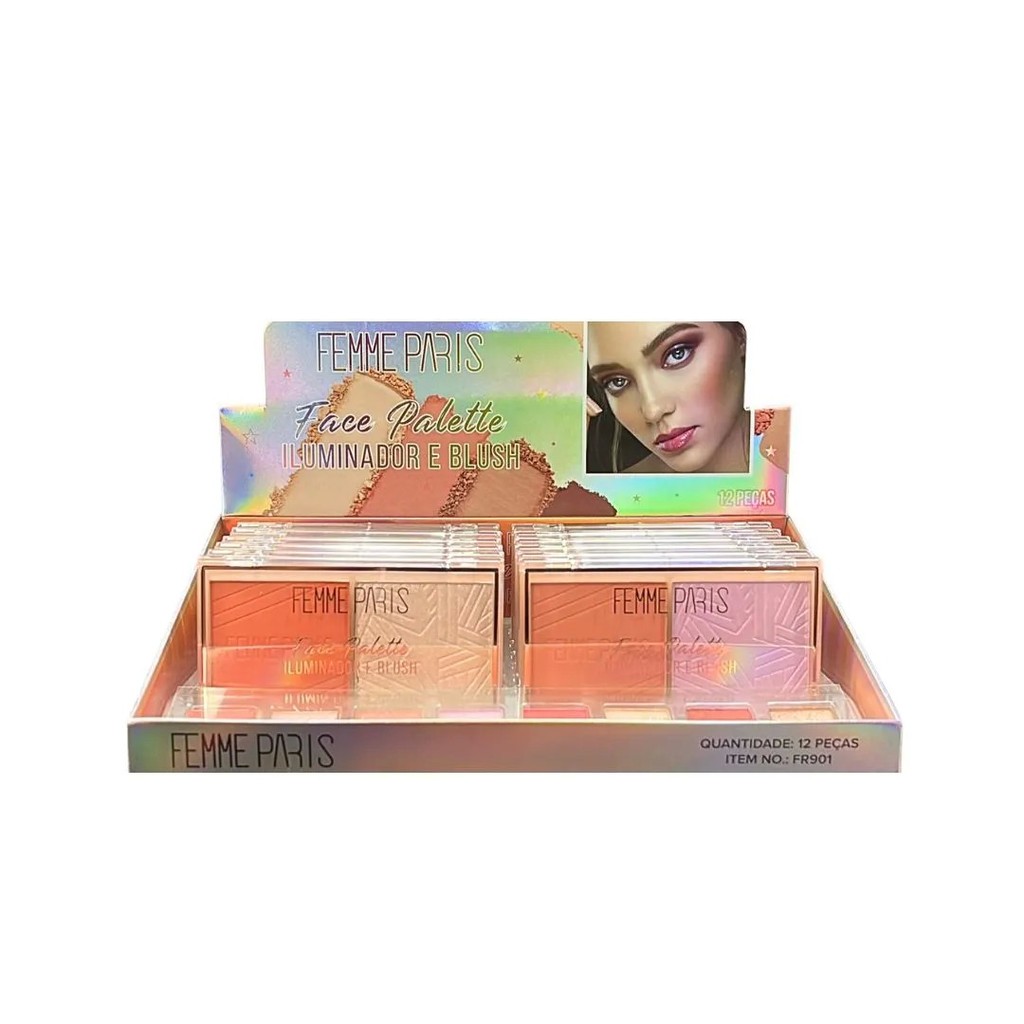 Iluminador e Blush Face Palette  - Femme Paris (FR901)